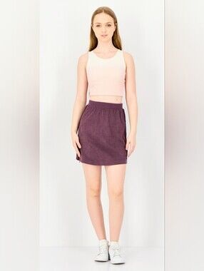 NWT Adidas Originals Velour Mini Skirt Purple Mauve 3-Stripe Large